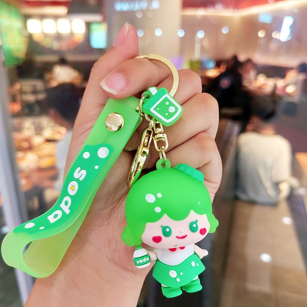 Adorable Cartoon Silicone Keychain Trinket Cute Cat Wolf Keyring For Gifting