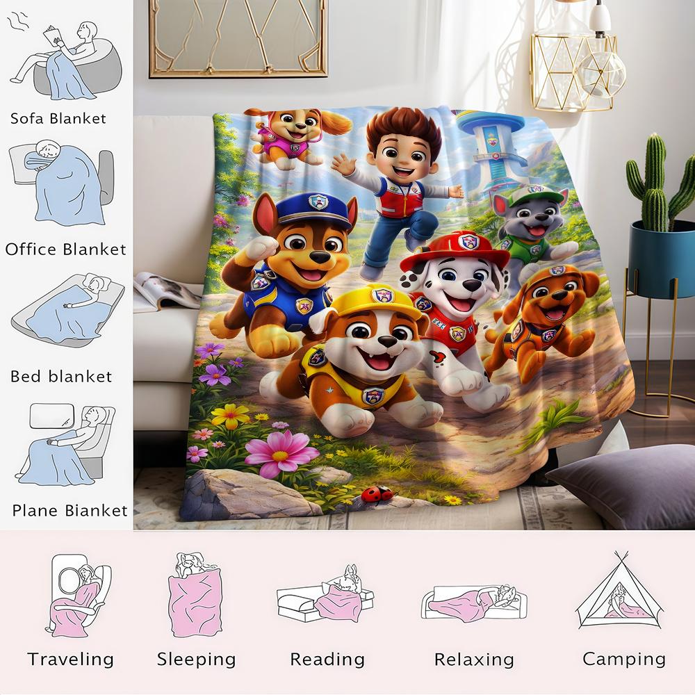 P-Paw-s P-Patrol-s Flannel Blanket Warm Soft Halloween Christmas Couch Warm Cozy Decorative Decor Gift for All Season