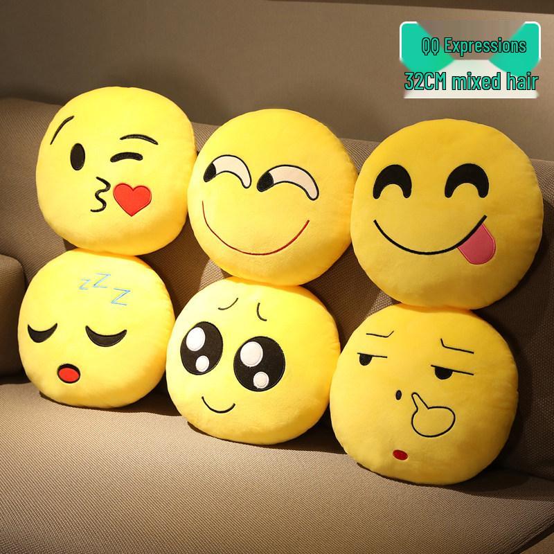 Большая плюшевая подушка-кукла в виде смайлика – Милая и забавная подушка для спины 32cm