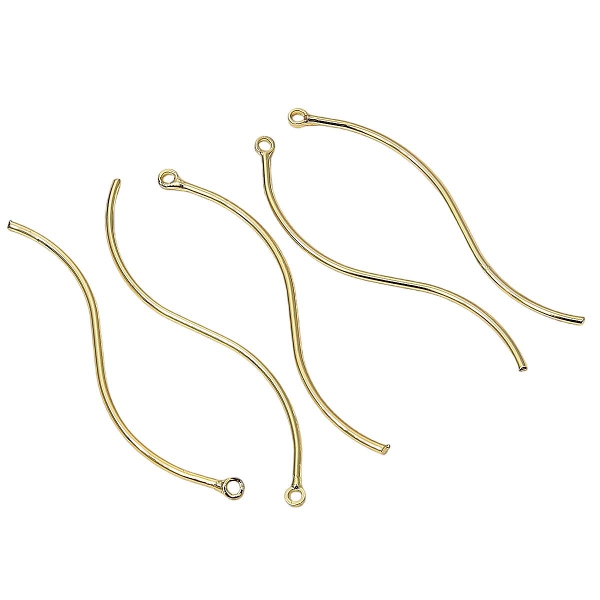 

Медный гладкий S-стержень, подвеска-подвеска для DIY серег, ювелирных изделий, аксессуары для рукоделия 1x48mm 10pcs