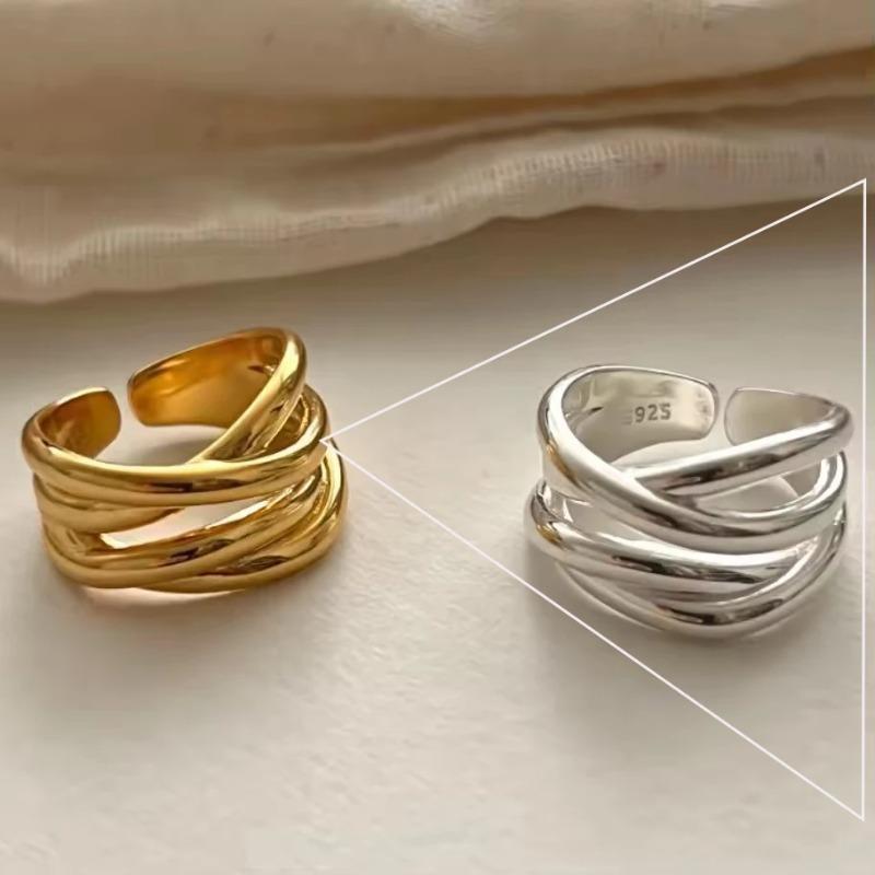 Sam Panda 925 Silver Rings For Women Men Fine Jewelry Finger Adjustable Open Vintage Chain Ring For Party Birthday Gift