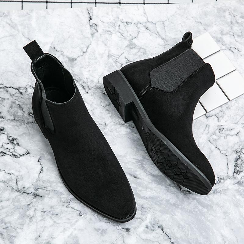 New Arrival Mens Slip On Shoes Leather Basic Boots Men Formal Dress Male Motorcycle Boots Non-Slip Men's Stylish Boots Men Shoe