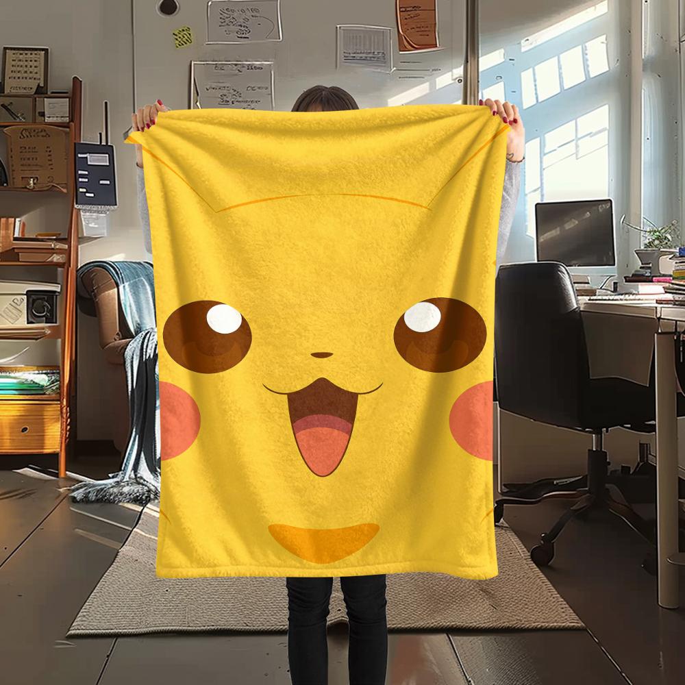 Pikachu Pokémon pattern Flannel Blanket, High quality Comfortable for All Seasons, Home Decor, Warmth and Comfort, Perfect for Gifts.