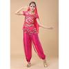 Cosplay Halloween Aladdin costume pants type belly dance 4-piece set Jasmine Aladdin-style disguise (pink)