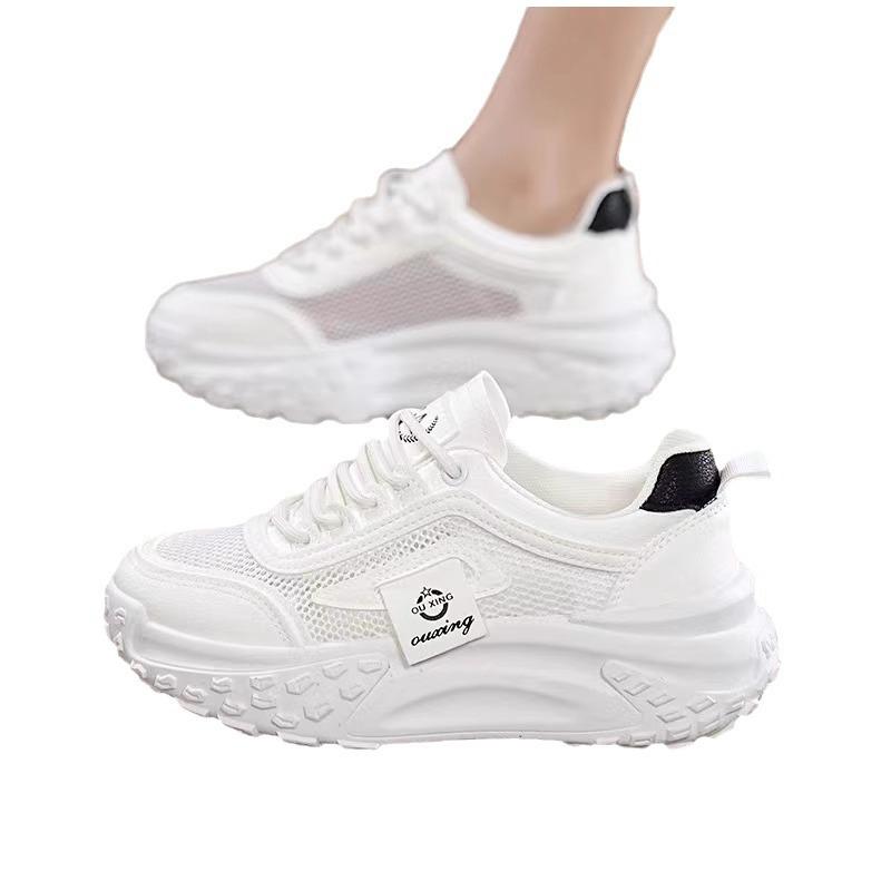 Little white shoes with skirts, thick-soled and versatile 2025 new foreign-style casual shoes, muffin and inner height-increasing sports shoes