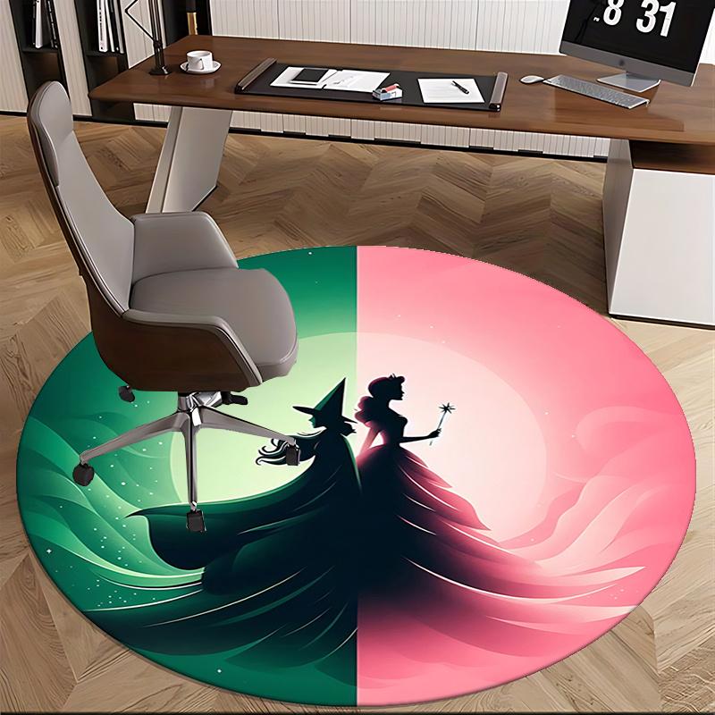 Hexen-Silhouette, Prinzessin Zauberstab Stuhlmatte Runder Teppich Büroteppich, Rutschfest, Geeignet für Wohnzimmer, Schlafzimmer, Dekor1205896a