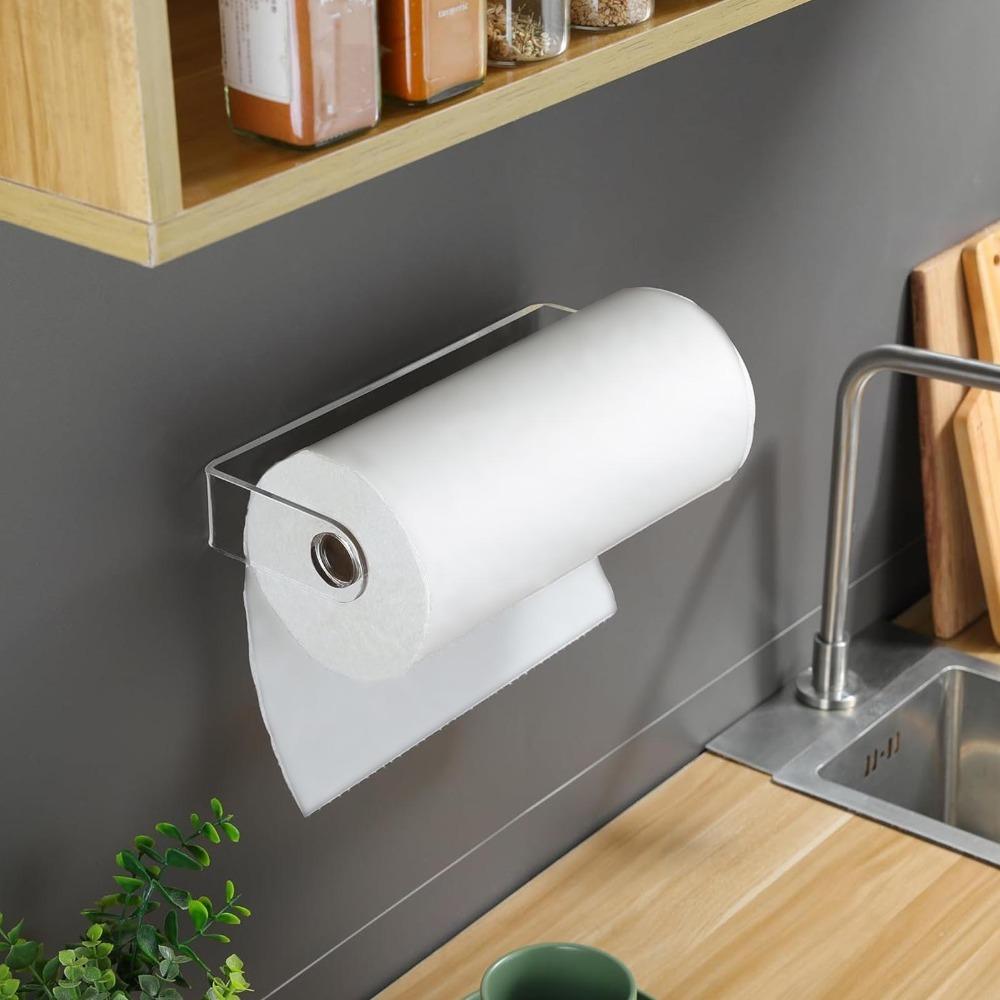 

Black White Paper Towel Holder under Cabinet Paper Towel Rack Kitchen Bathroom Laundry Room белый