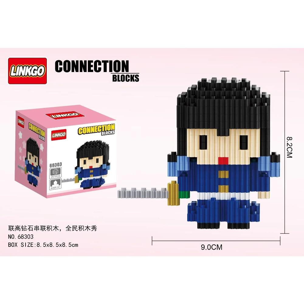 Linkgo Anime Connection Stavebnice Goku Luffy Demon Slayer Nezuko Stitch Pikachu Sasuke 3D Model Mini Cihlová Figurka Hračky