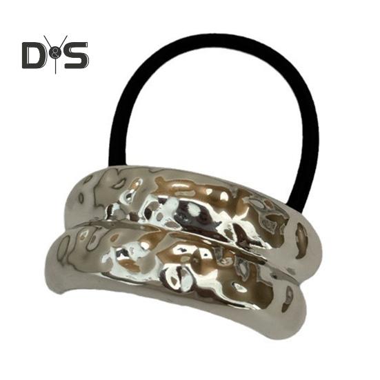 Women Headband Geometric Metal Decor High Elastic Hair Tie Versatile Styling Hair Rope Hair Accessories