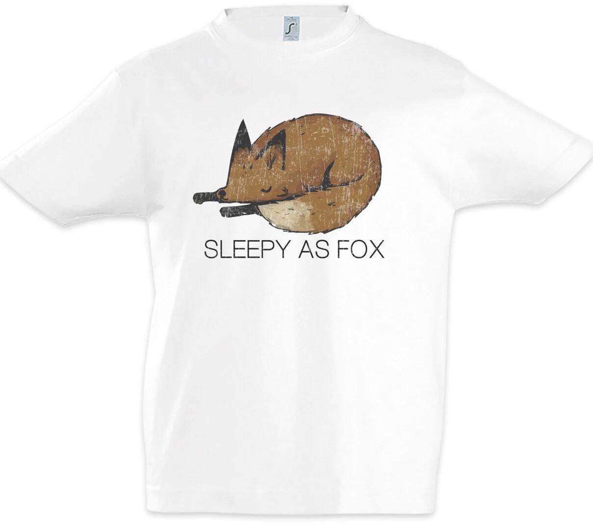 Sleepy As Fox Kids Boys T-Shirt Chilling Fox Sleeping Sleep Always Tired- 100