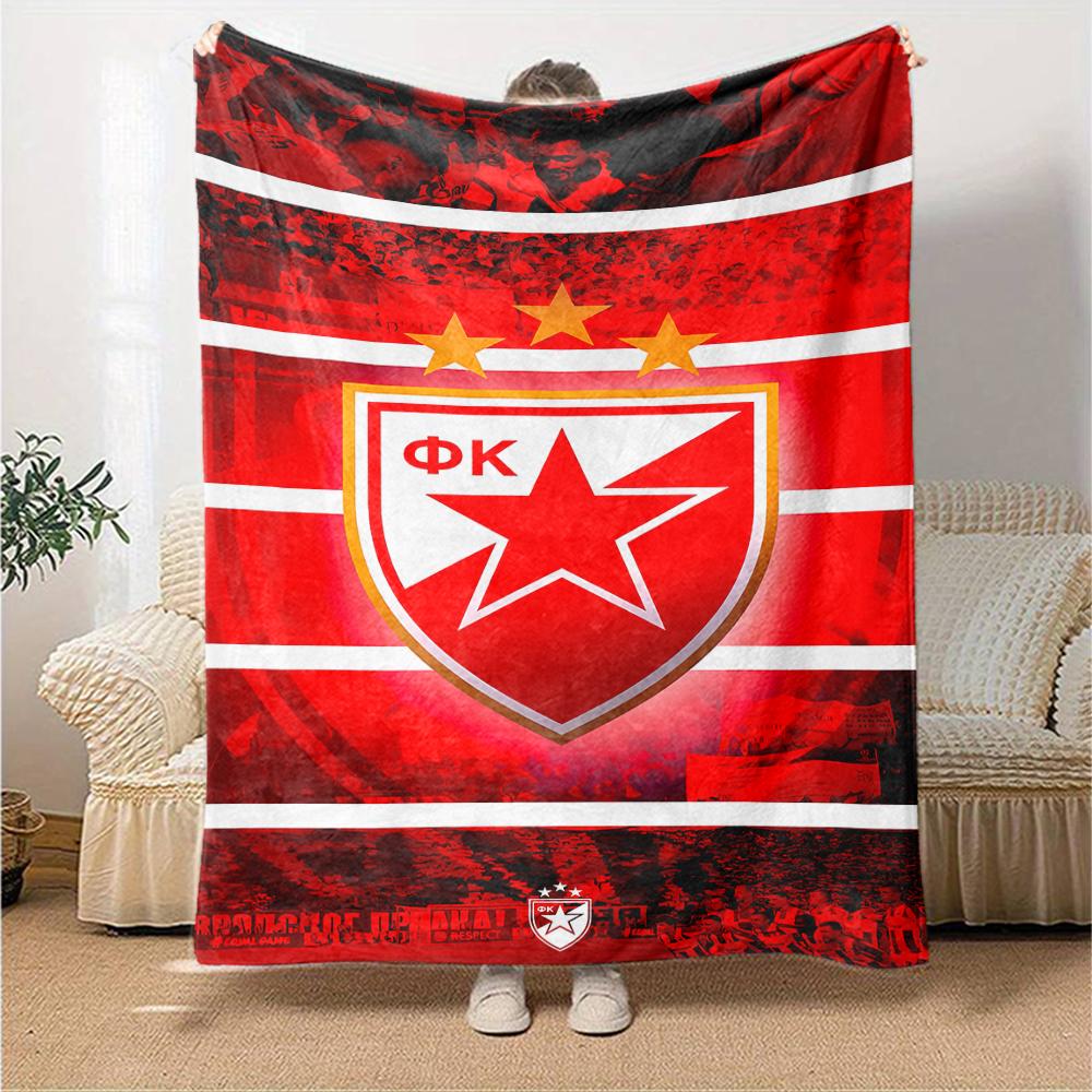1pc Blanket - Red Star logo Print Design,Lightweight Blanket for Sofa,Bed- Soft &Warm,Gift for All Seasons
