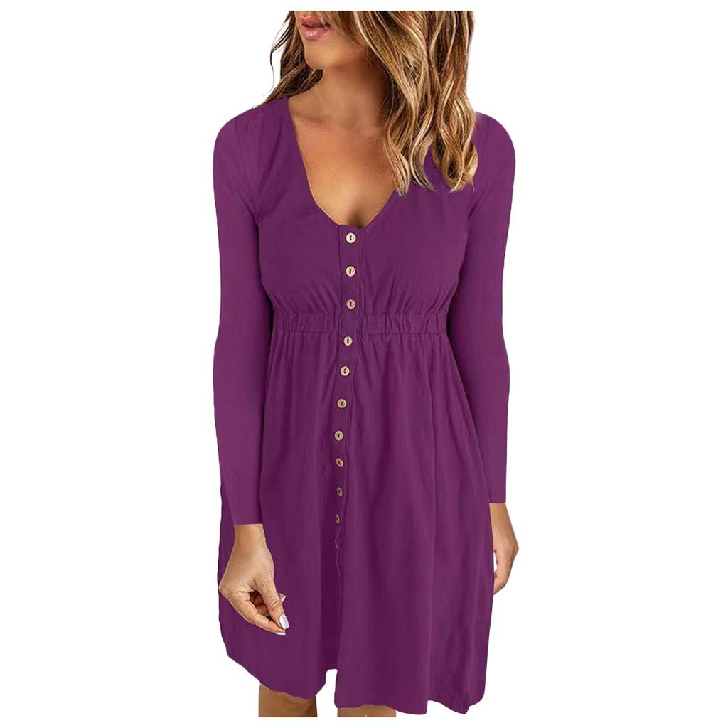 A Fashionable Solid-colored Loose Dress For Ladies