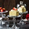 Servierplatte aus Klarglas mit hohem Fuß und Kuppelhaube, Cupcake-Ständer zur Präsentation von Süßwaren und Leckereien