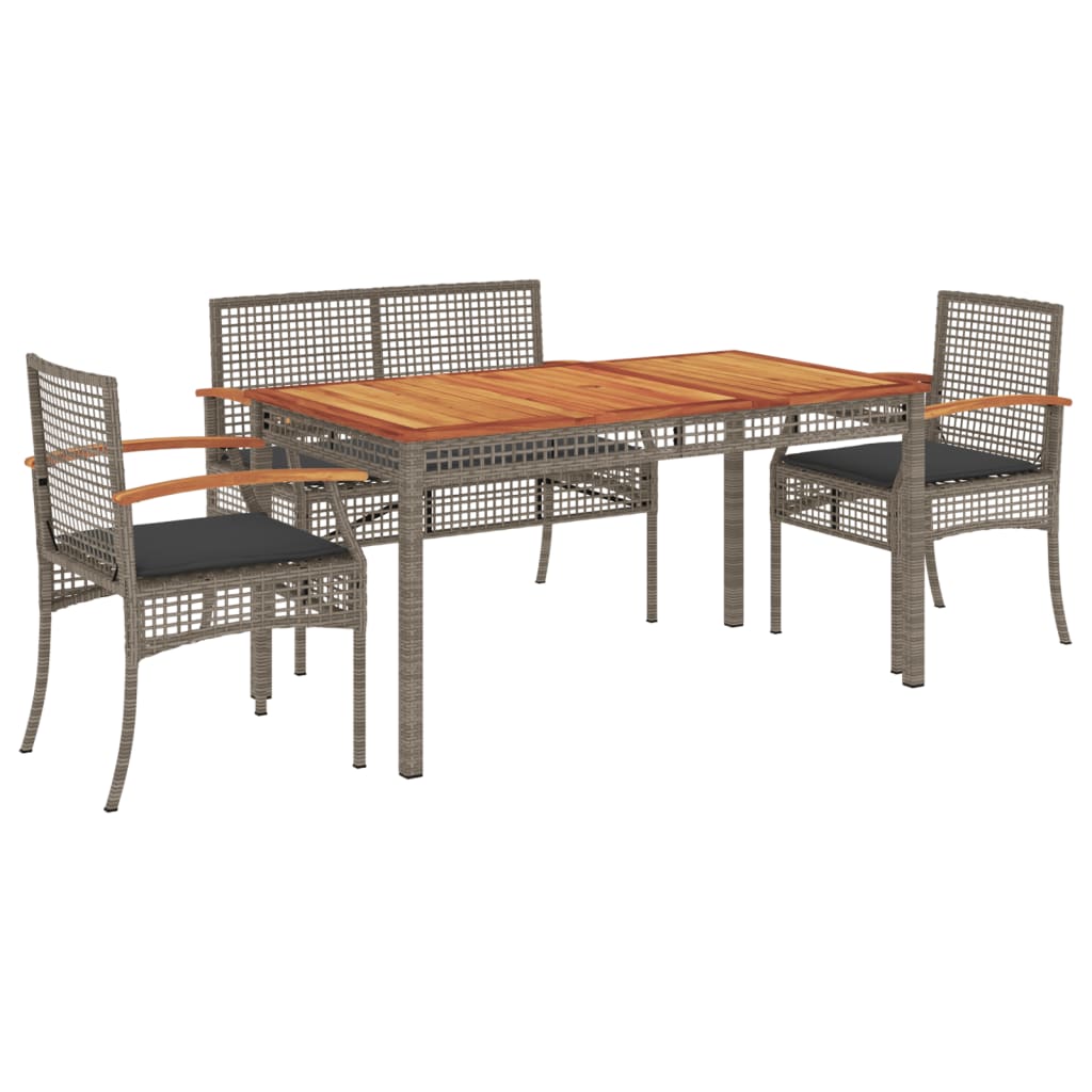 Vidaxl 4-Cz. Garden Furniture Set, Cushions, Grey PE Rattan