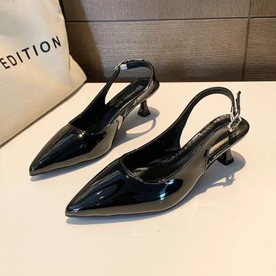 Spring and Autumn New Black High Heels Female Shallow Mouth Pointed Thin with Sexy Temperament Single Shoes Zapatos De Mujer