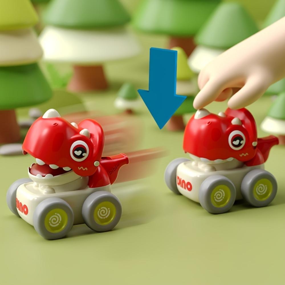 Dinosaur Pull-back Toy Car, Cartoon Gear Storage Scooter, Top Storage Box Toy Car, Anti-fall and Anti-collision Inertial Toy Car