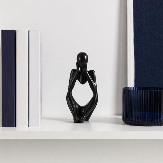 Jijijing Thinker Statue, Modern Abstract Art Sculpture, 3D Printed Collectible Figurine for Home Office Bookshelf Desktop Decor
