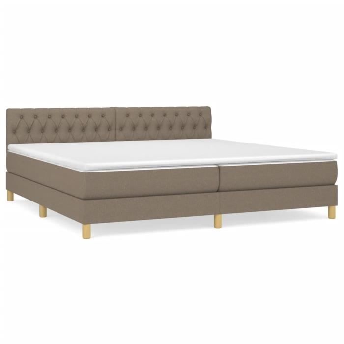 3140885 vidaXL Divan Bed with Mattress Taupe 200x200 Cm Fabric