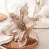 Gold Velvet Christmas Tree Decoration Flower with Sequins