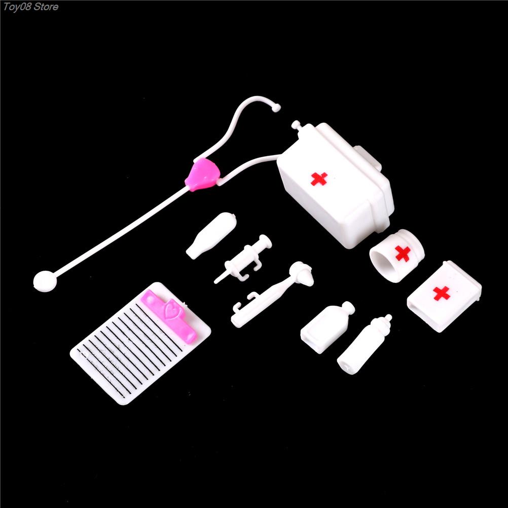 10Pcs/Set Kids Toys Doctor Set Baby Pretend Play Suitcases Medical Kit Simulation Medicine Box With Doll Girl Toy For Children