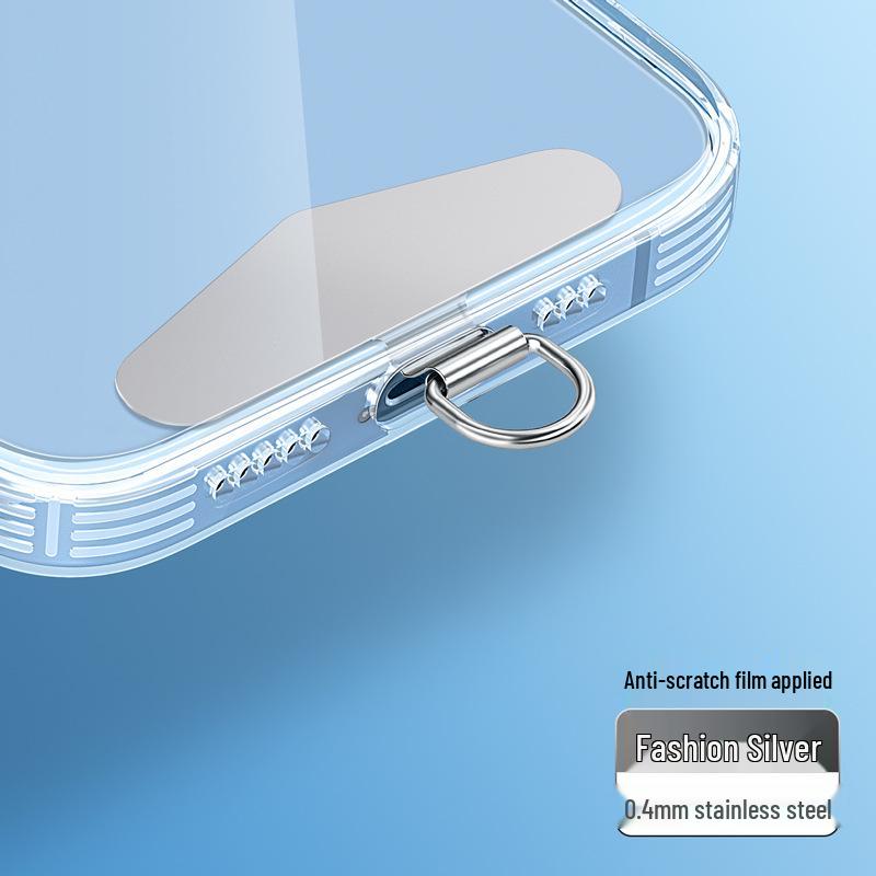 Ultra-Thin Stainless Steel Rotating Phone Lanyard Clip with Anti-Lost Sticker