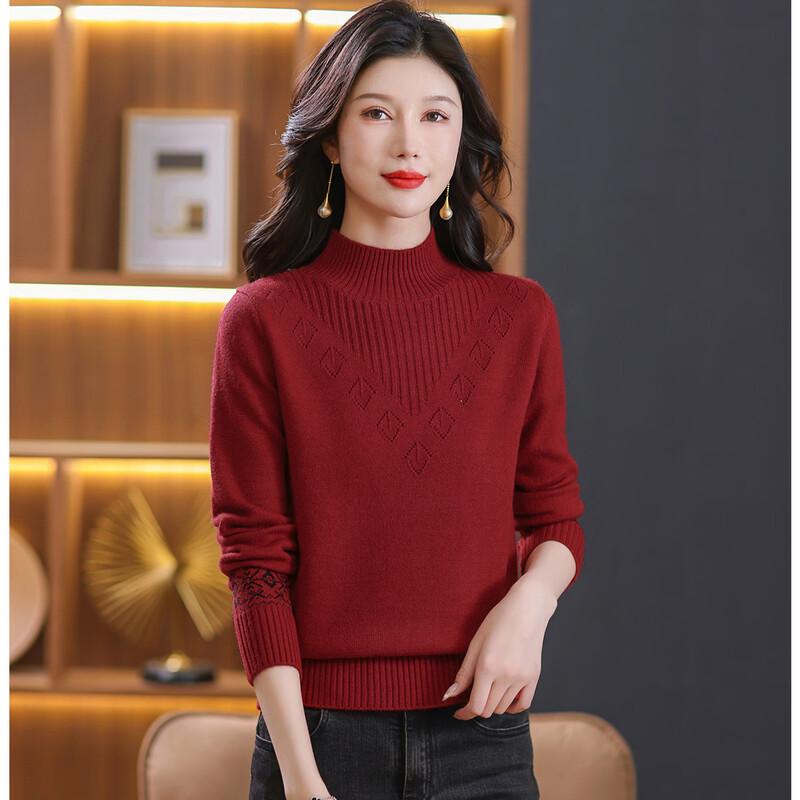SNOWFLYING Women s Colorblock Knit Round Neck Sweater M