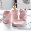 OLOEY Irregular Pink Ceramic Bathroom Set