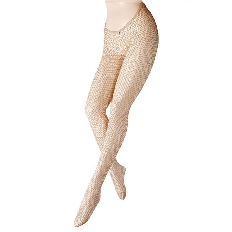 Women Hollowout Sheer Fishnet Tights Stockings Low Cut V Waist Shimmering Metallic Pantyhose Leggings Party Hosiery