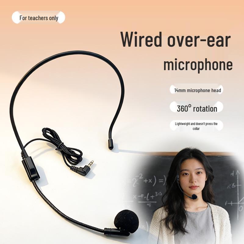 Little Bee Universal Wired Classroom Amplifier Headset with Thick Head-mounted Mic