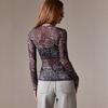 2025 Autumn and Winter New Fashion Round Neck Leopard Print T-shirt Casual and Versatile Women's Clothing