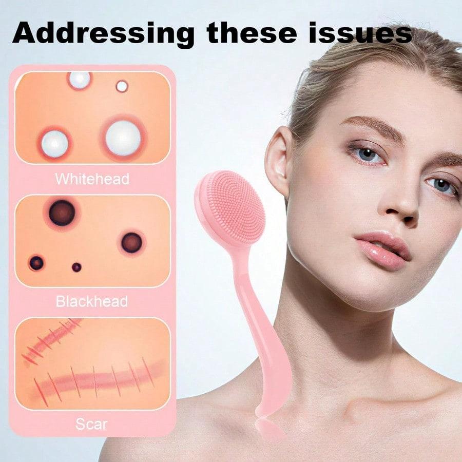1pc Facial Brush Silicone Facial Cleansing Brush Manual Skin Silicone Exfoliating Brush Handheld Face Scrubber Reusable Facial Cleansing Brush