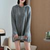 Women's Hooded Mid-Length Wool Sweater Dress, Loose-Fitting Knitted Outerwear, Solid Color, Long-Sleeved