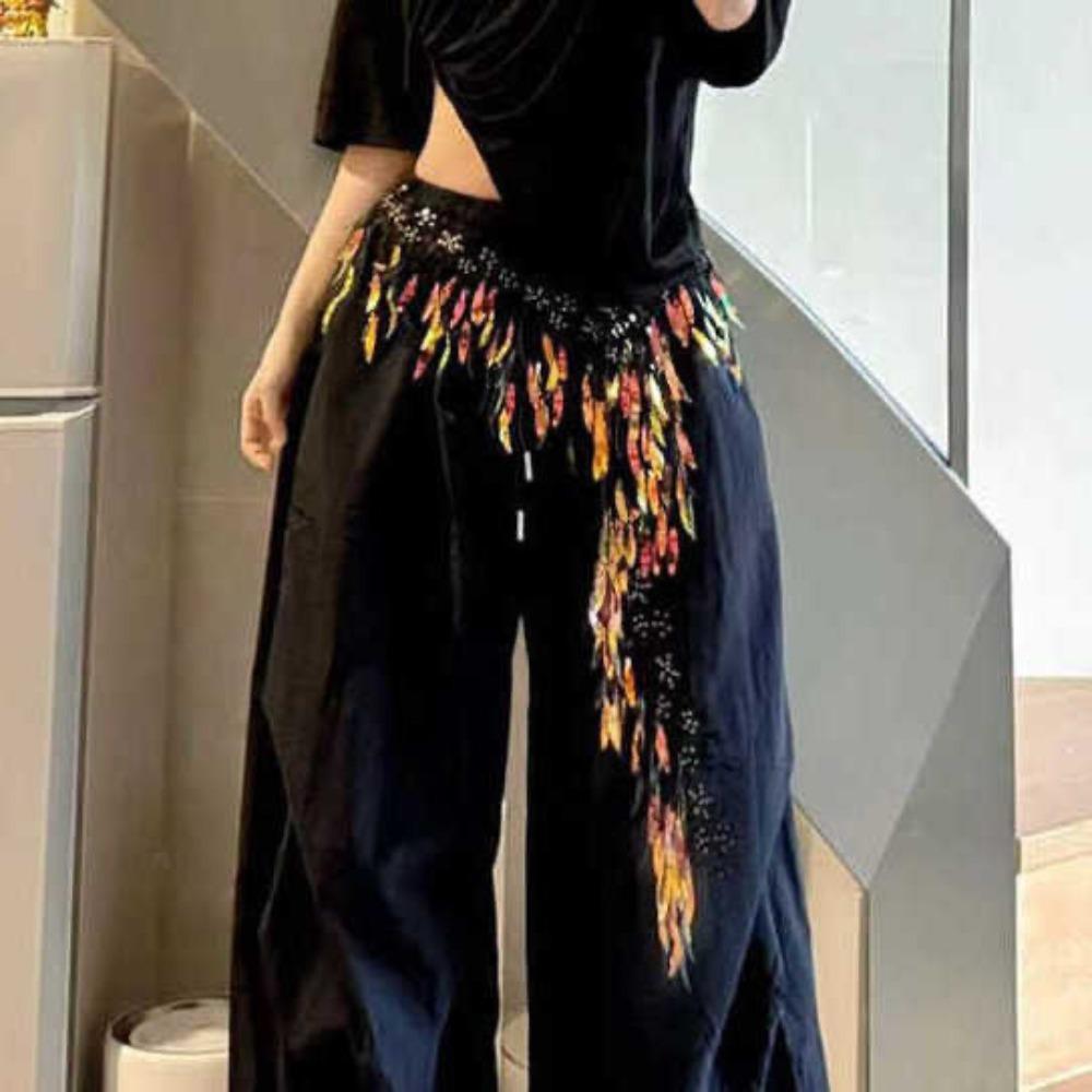 Hip-hop Jazz Dance Hip Scarf Jeans Decor Sequin Waistband Adjustable Tassels Belt  Streetwear