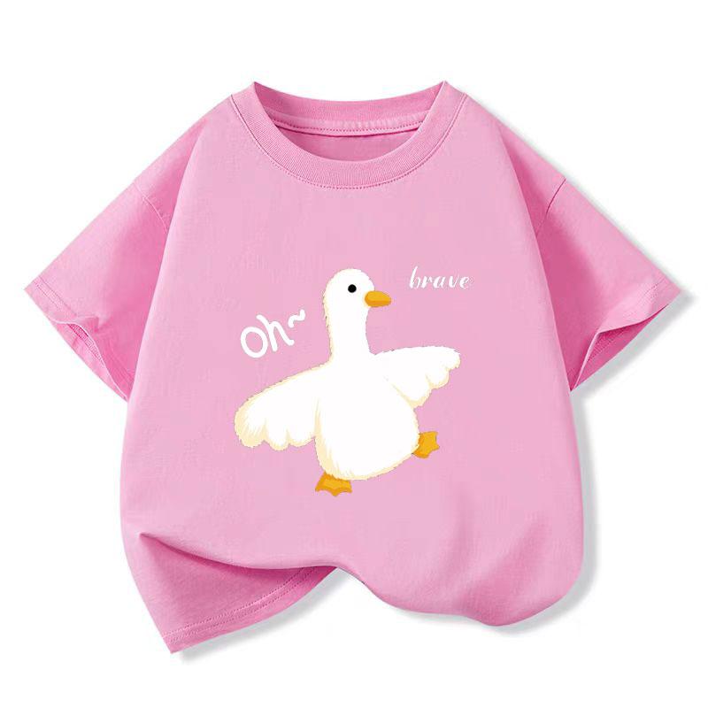 

Y2K Tops Little Duck Baby Графический принт Футболка для девочек Фиолетовый хлопок Детские топы Футболка Летняя Милая мультяшная футболка 5T(120cm)