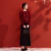 Sancai New Chinese-Style Floral Crochet Knit Cardigan