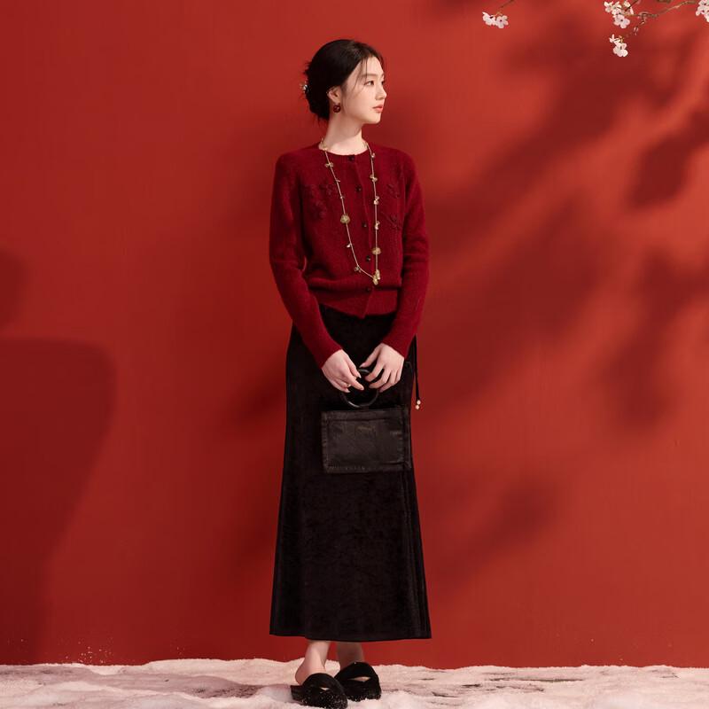 Sancai New Chinese-Style Floral Crochet Knit Cardigan