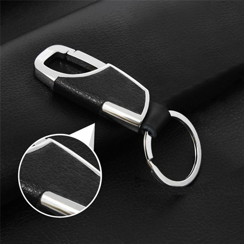 Nieuwe Mannen Creatieve Metalen Leer Sleutelhanger Ring Sleutelhangertje Auto Sleutelhanger Sleutelhanger Cadeau