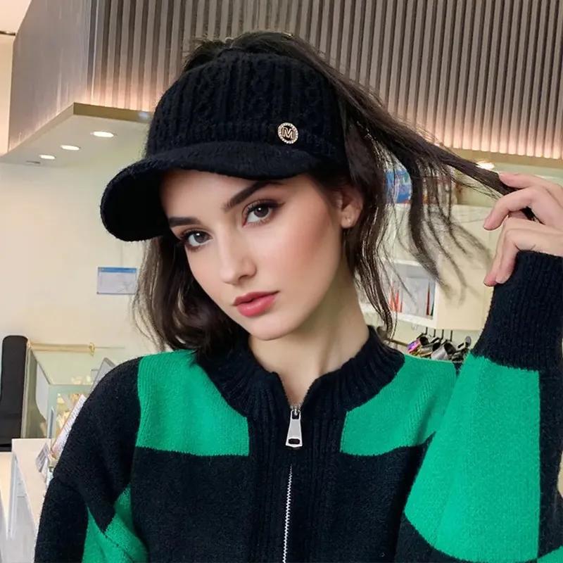 1PC Baseball Cap Elegant Knitted Headband Warmth Fit Gift Adjustable Casual Thick Versatile Sports Cap Playful Multi-Color