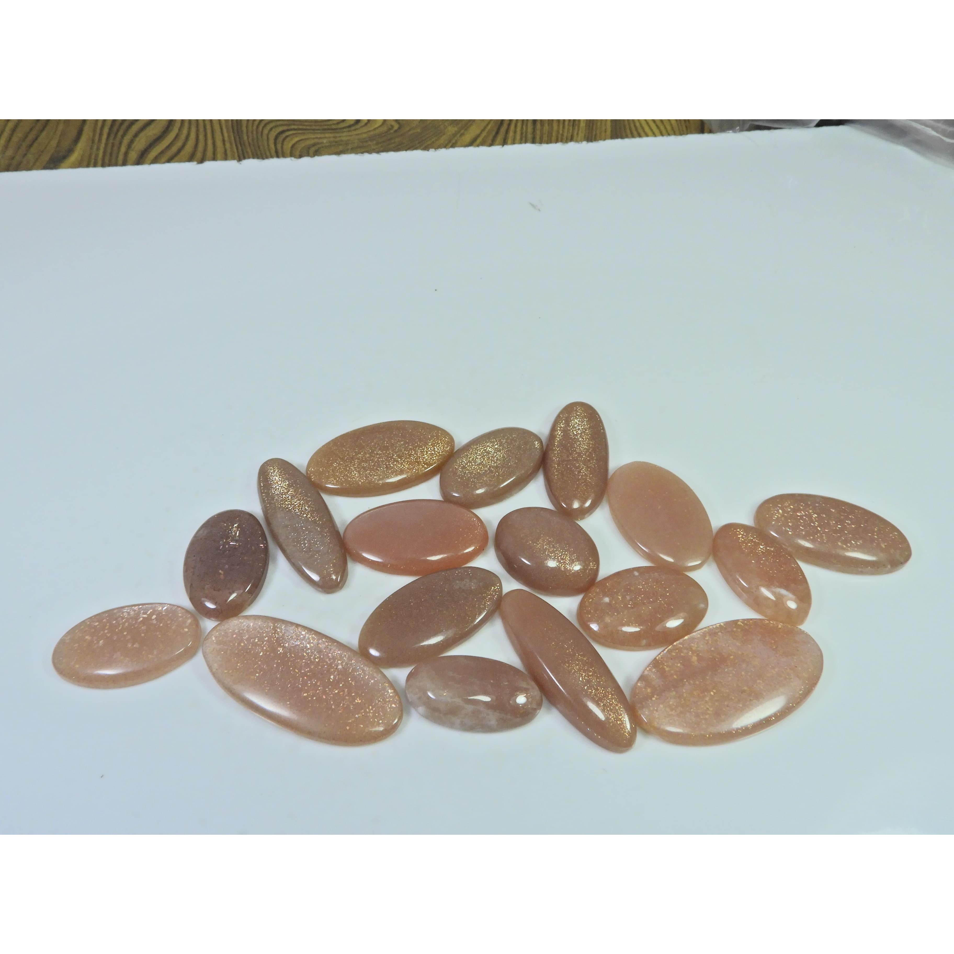 310Cts. Natural Peach Moonstone Oval Shape Cabachon Loose Gemstone 17Pcs Lot C-2732