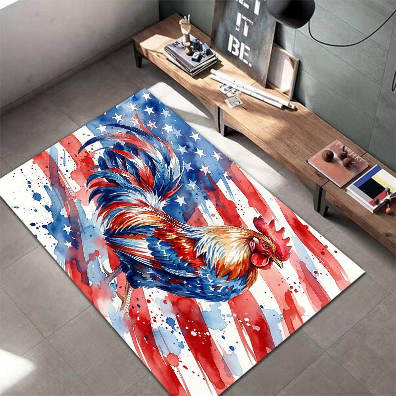 American Flag Animals Pattern Square Carpet,Area Rug,Carpet Rug for Living Room Bedroom Sofa Playroom Decor,Non-slip Floor Mat,Holiday Birthday Gifts