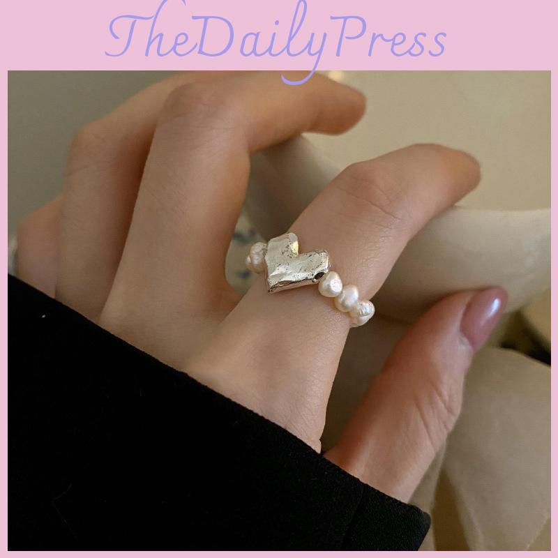 Stunning Korean Style Heart Shaped Baroque Pearl Ring For Women Unique Fashion Accessory
