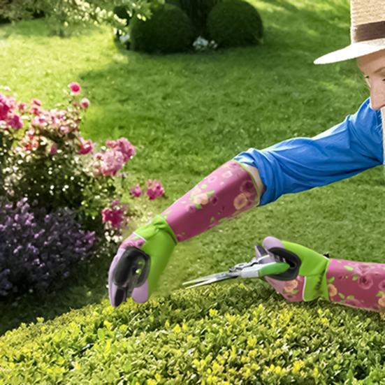 

Yousheng 1 пара садовых перчаток с длинной трубкой, устойчивая к ударам ткань Оксфорд, защищенные от порезов перчатки для защиты труда для двора