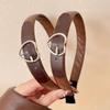 Wide Side Love Heart Hairband Hairband Women Hair Hoop Retro Leather Headband  Daily