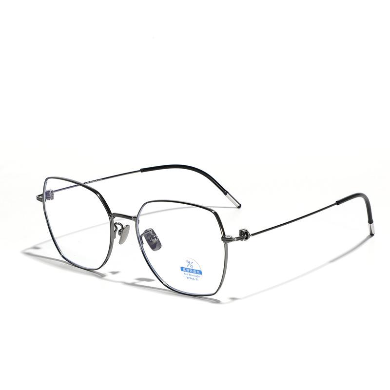 Glasses Square Myopia Glasses Frame Blue Light Metal Titanium Frame Plain Mirror Women Simple Flat Mirror Men