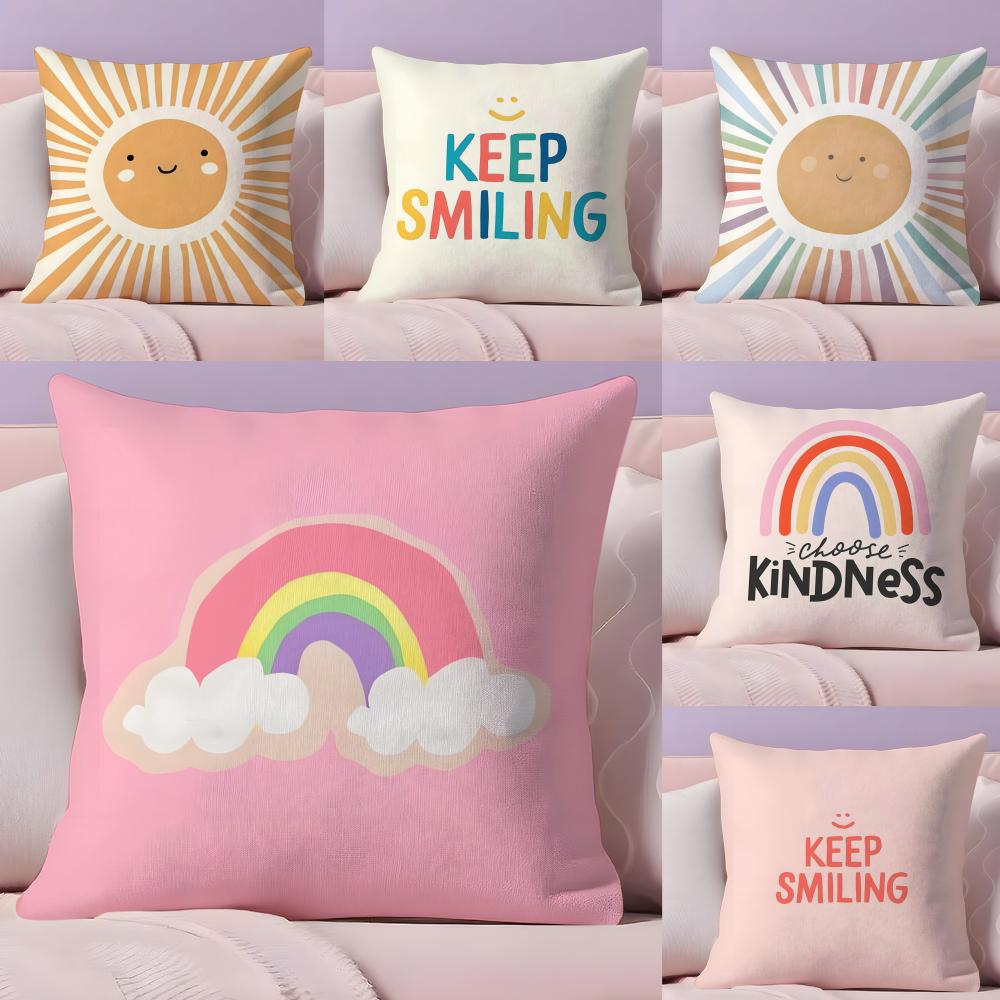 Cartoon Rainbow For Childrens Sleep Companion Pillow Case Silky Short Plush With Invisible Zipper Dustproof Sofa Cushion Cover
