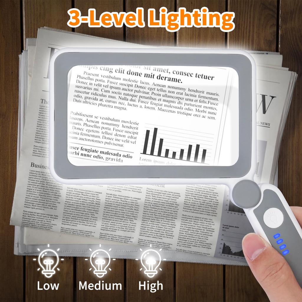 4x Rechargeable Reading Magnifying Glass With 10 Led Lights Handheld Illuminated Magnifier Folding Loupe Large Lens For Seniors
