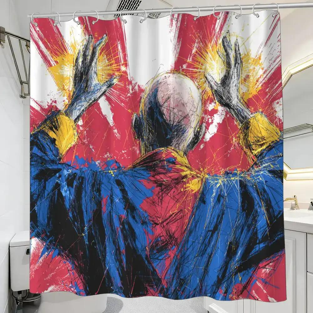 

1pc Bathroom Shower Curtain, Superhero Theme Day, International Comic Festival Shower Curtain, Includes 12 Hooks, 180*180cm Ba 90x180cm