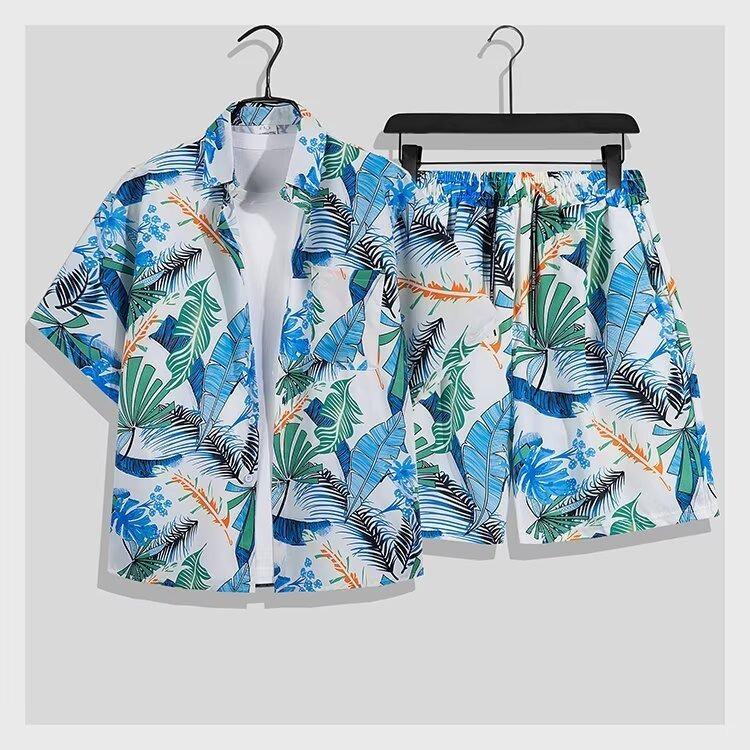 Men's Plus Size Summer Floral Shirt Set for Beach Vacation 2026