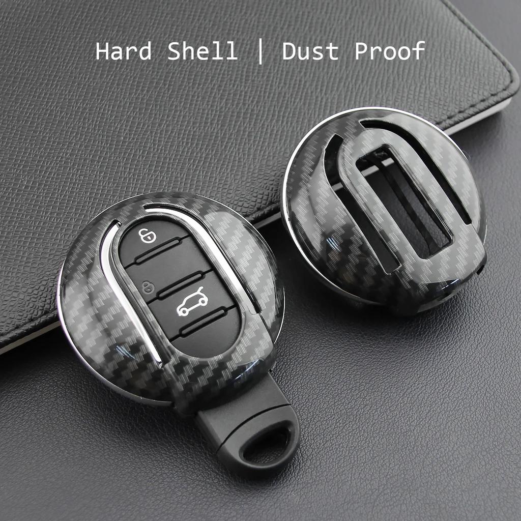 Carbon Fiber Car Key Fob Cover Case Chain Ring For Mini Cooper S One Countryman Clubman F54 F55 F56 F57 F60