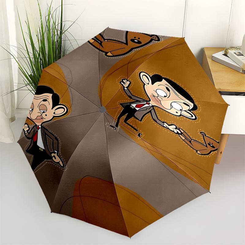 

Mr.Bean Themed Travel Umbrella-8 Ribs Automatic Opening and Closing, Portable Folding Design, Compact and Stylish Umbrella Suitable for Outd